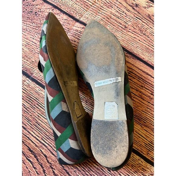 J Crew Audrey Flats Ratti Graphic Diamond‎ Print Green Brown - Picture 10 of 15